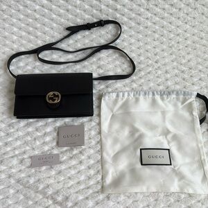 Gucci Interlocking G Wallet Crossbody Handbag-369664-Authentic-EUC